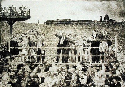 Introductie van Georges Carpentier: het Dempsey-Carpentier gevecht door George Wesley Bellows