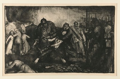 De vijand arriveert, of De Duitsers arriveren, uit de Oorlogserie door George Wesley Bellows