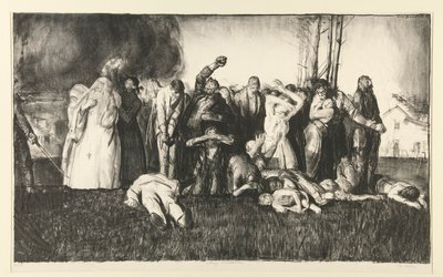 Dorpsbloedbad of Bloedbad bij Dinant, uit de serie OORLOG door George Wesley Bellows