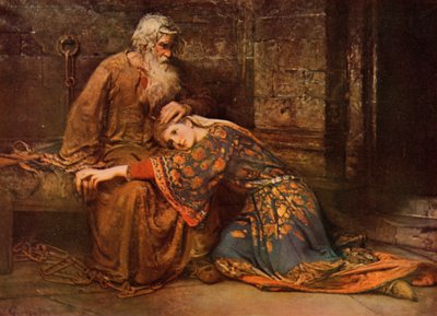 Shakespeare: Cordelia troost koning Lear in de gevangenis, Koning Lear, Act V, Scene 3 door George William (after) Joy