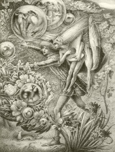 Ferdinand en Ariel (gravure) door George Woolliscroft Rhead