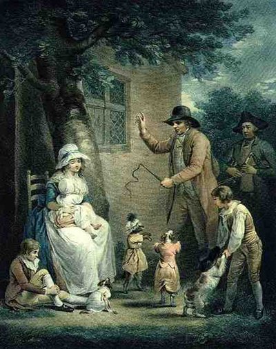 Dansende Honden, gegraveerd door Thomas Gaugain door George after Morland