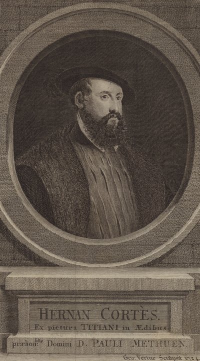 Hernan Cortes, Spaanse conquistador door George after Vertue