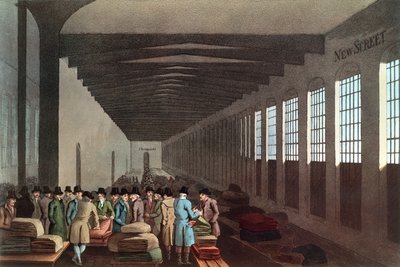Cloth Hall, New Street, Londen, gegraveerd door Robert Havell, uitgegeven door Robinson & Son, Leeds, 1814 door George after Walker
