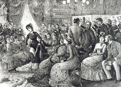 Cartoon die een typisch salonconcert toont door George du Maurier
