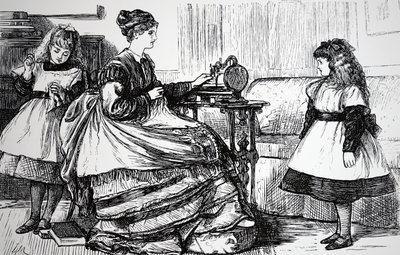 Naaimachine in een middenklasse huis door George du Maurier