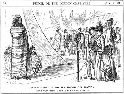 Het oude evolutionaire argument over Natuur of Opvoeding. Het zou een dappere persoon zijn die op basis van dit bewijs tot een conclusie komt. George du Maurier cartoon uit Punch, Londen door George du Maurier