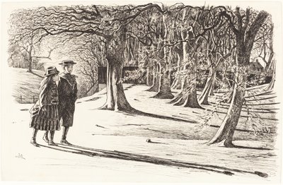 Twee kinderen in de sneeuw door George du Maurier