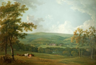Een verre blik op Towneley Hall, c.1777 door George the Elder Barret