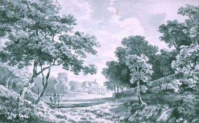 Een Huis gezien over Open Parkland door George the Elder Barret