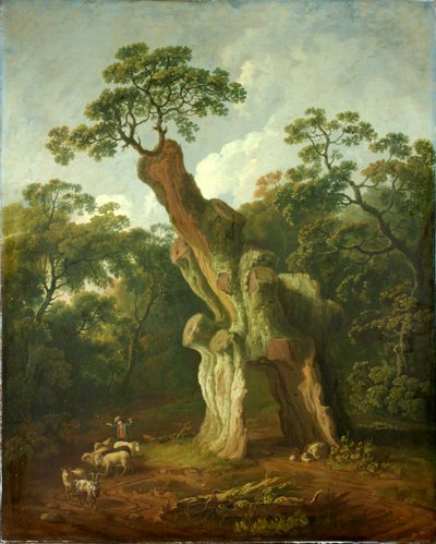 Uitzicht op de Greendale Oak in Welbeck Park door George the Elder Barret