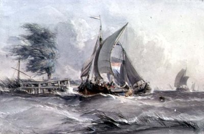 Een Winderige Dag: Boten in een Storm door George the Elder Chambers