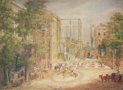 Het leggen van de fundamenten van de Lycian Room, British Museum, 1845 door George the Elder Scharf