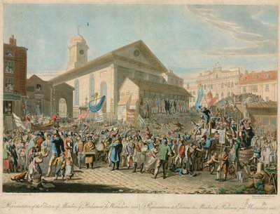 Vertegenwoordiging van de verkiezing van parlementsleden voor Westminster door George the Elder Scharf