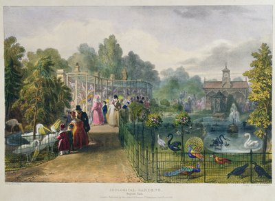 De Volière in de Dierentuin, Regents Park, gegraveerd en uitgegeven door de kunstenaar, gedrukt door Charles Hullmandel, 1836 door George the Elder Scharf