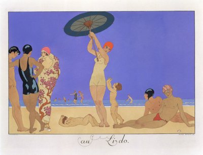 Op het Lido, gegraveerd door Henri Reidel door Georges (after) Barbier