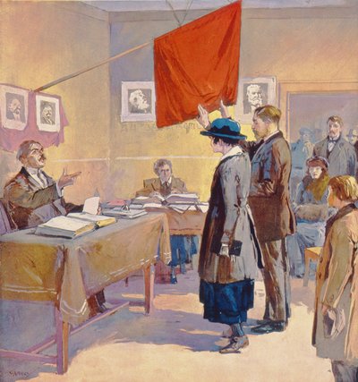 Een Burgerlijk Huwelijk in Rusland ten tijde van de Revolutie, c.1923 door Georges (after) Carrey