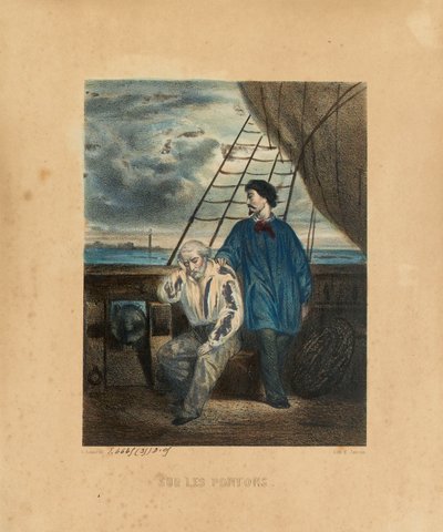 Op de Ponton, gegraveerd door H. Jannin door Georges Alexandre after Fischer
