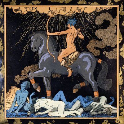 Degene die het Zwarte Paard Berijdt, c.1917-1920 door Georges Barbier