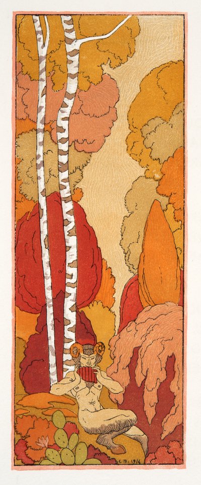 Chant Pastoral, illustratie uit Les Chansons de Bilitis, door Pierre Louys, pub. 1922 door Georges Barbier