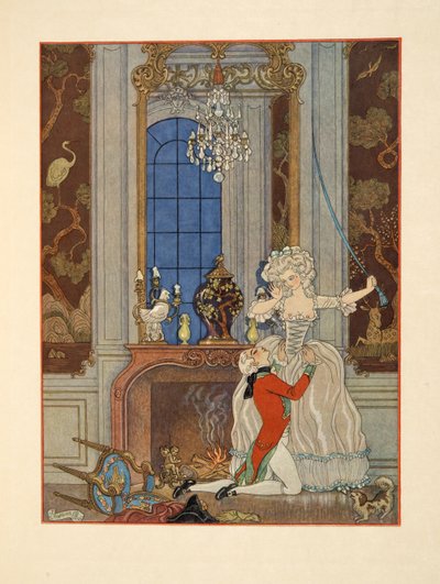 Danceny verklaart zijn liefde aan Cecile, Illustratie uit 
