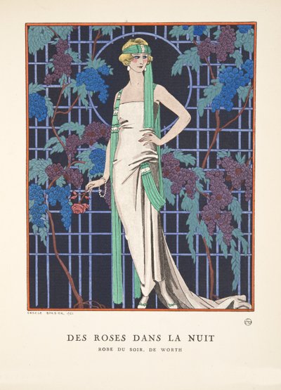Rozen in de nacht, uit een collectie modeplaten door Georges Barbier