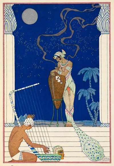 Egyptische persoon en muzikant door Georges Barbier