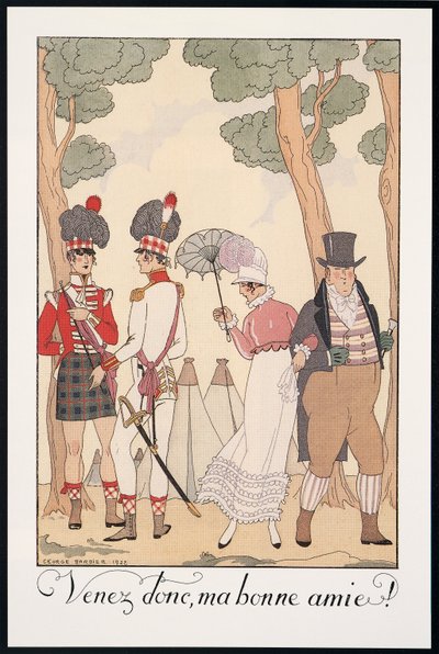Falbalas et Fanfreluches, Almanak voor 1923, Venez donc, Ma bonne amie, door George Barbier, prent door Georges Barbier