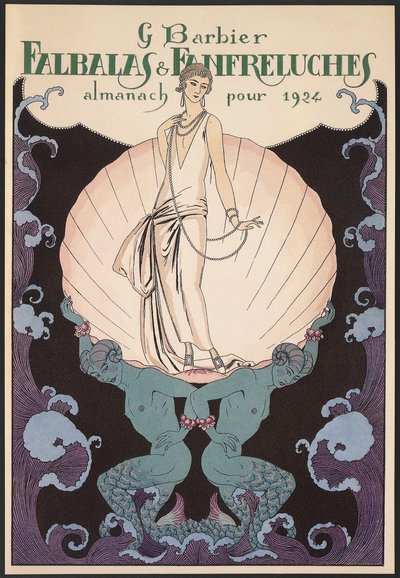 Falbalas et Fanfreluches, Almanak voor 1924, omslag, door George Barbier, prent door Georges Barbier