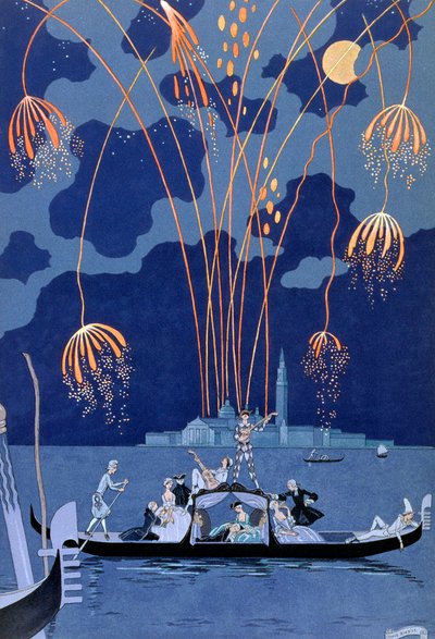 Vuurwerk in Venetië, 1924 door Georges Barbier