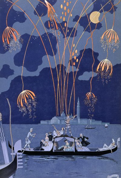 Vuurwerk in Venetië, illustratie voor 