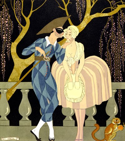 De Kus van Harlekijn door Georges Barbier