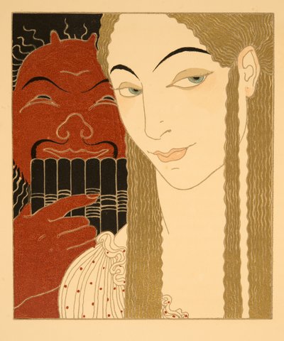 La Lettre, illustratie uit Les Chansons de Bilitis, door Pierre Louys, uitgegeven 1922 door Georges Barbier