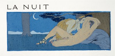 La Nuit, illustratie uit Les Chansons de Bilitis, door Pierre Louys door Georges Barbier