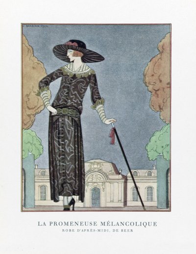 La Promeneuse Mélancolique, uitgegeven 1922 door Georges Barbier