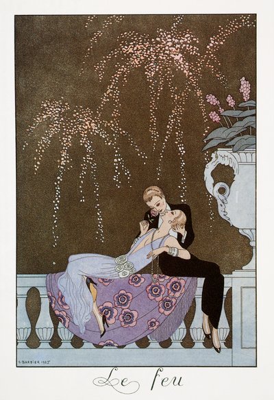 Le Feu, lithografie uit Falbalas et Fanfreluches, Almanach des Modes Presentes, Passees et Futures door Georges Barbier