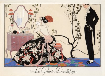 Le Grand Décolletage, gravure door H. Reidel door Georges Barbier