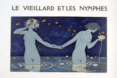Le Vieillard et les Nymphes, illustratie uit Les Chansons de Bilitis, door Pierre Louys, uitgegeven 1922 door Georges Barbier