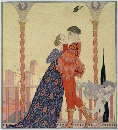 Liefhebbers op een Balkon door Georges Barbier