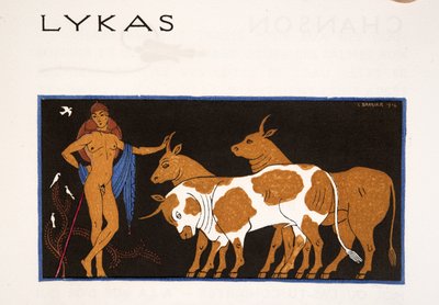 Lykas, illustratie uit Les Chansons de Bilitis, door Pierre Louys, pub. 1922 door Georges Barbier
