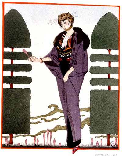 Reisjas van Mme Paquin, gravure 1914 door Georges Barbier