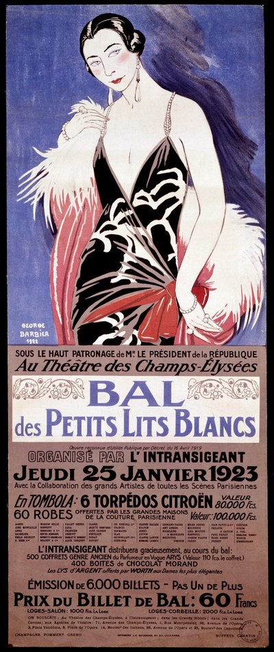 Poster "Au Theatre des Champs-Elysees - Le bal des petits lits blanc" georganiseerd door l