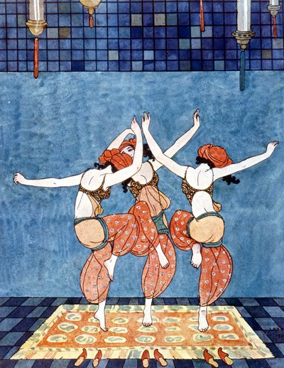 Prinses Scheherazade (verhalen van duizend-en-een-nacht). Illustratie door George Barbier, circa 1910 door Georges Barbier