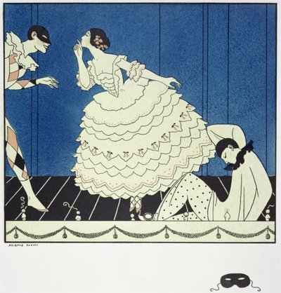 Tamara Karsavina als Columbine, Vaslav Nijinsky als Harlekijn en Adolph Bolm als Pierrot in Fokine