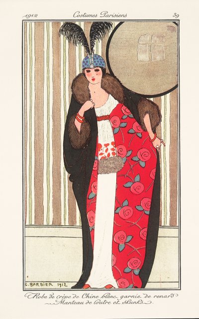 Damesmodeplaat uit Journal des Dames et des Modes door Georges Barbier