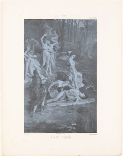Orpheus wordt gedood door bacchanten (Salon van 1866) door Georges Bellenger
