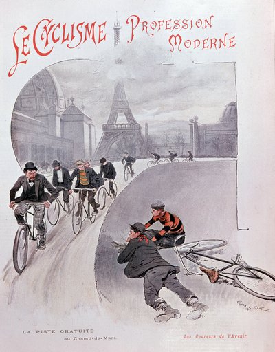 Fietsen: vrije baan van de velden van Mars - tekening door G. Scott door Georges Bertin Scott