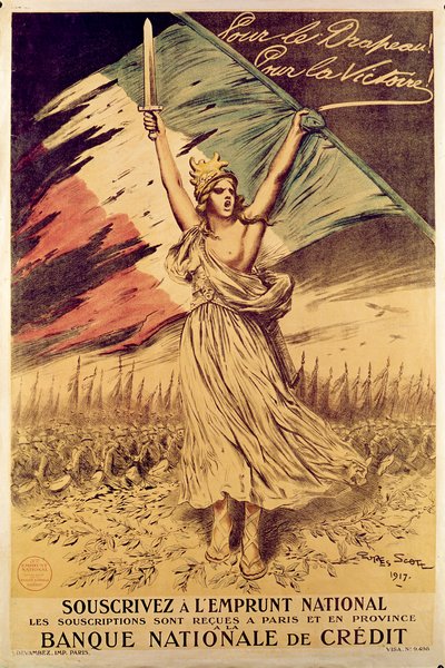 Franse Eerste Wereldoorlog poster die aanmoedigt tot het kopen van oorlogsobligaties, 1917 door Georges Bertin Scott