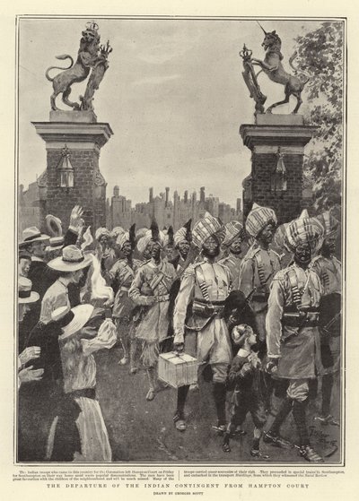 Het vertrek van het Indiase contingent uit Hampton Court door Georges Bertin Scott