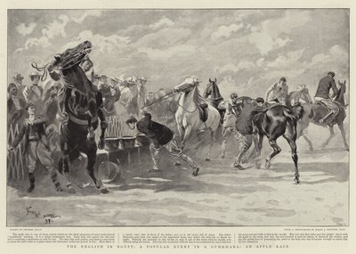 De Engelsen in Egypte, een populair evenement in een Gymkhana, een appelrace door Georges Bertin Scott